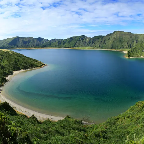 Výhled na Ohnivé jezero, Sao Miguel, Azorské ostrovy