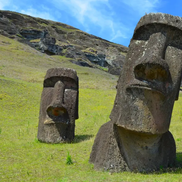 Detail Moai poblíž Rano Raraku, Velikonoční ostrov