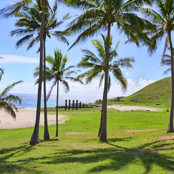 Pláž Anakena se sochami Moai, Velikonoční ostrov