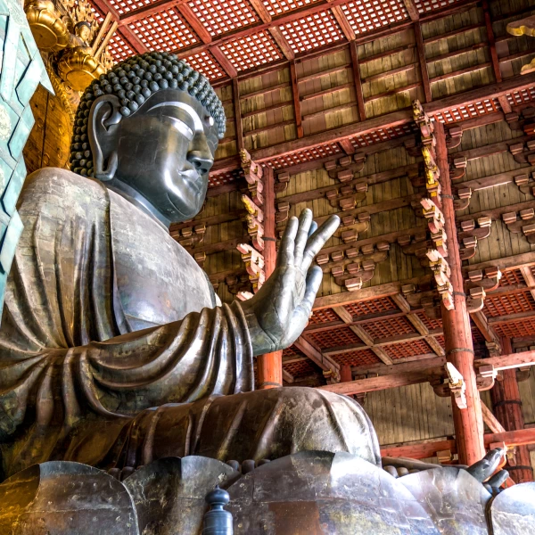 Broznová socha Velkého Buddhy, Nara, Japonsko